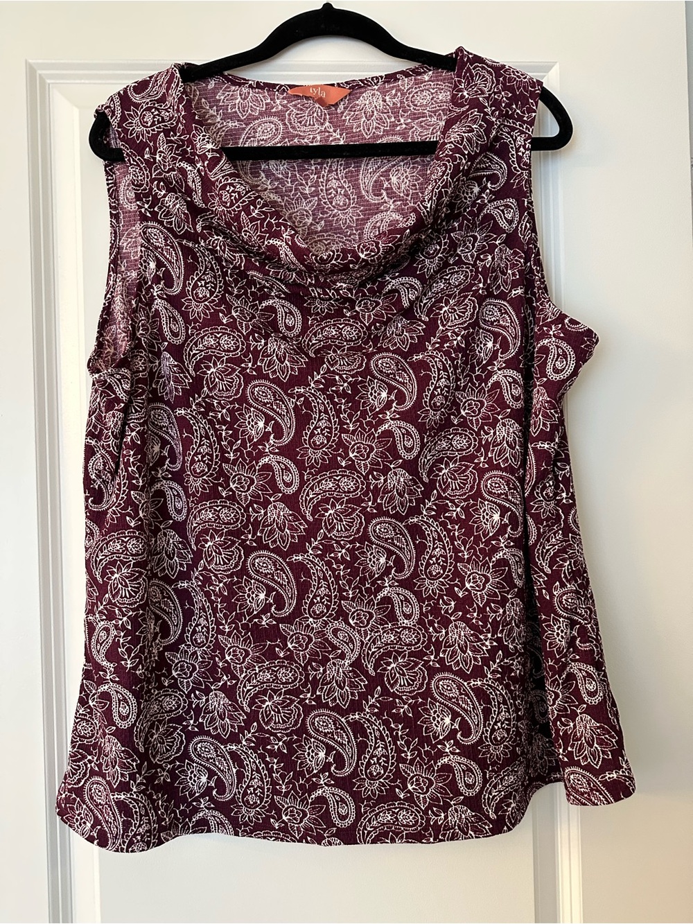4/$20 Burgundy Paisley Sleeveless Cowl Neck Top